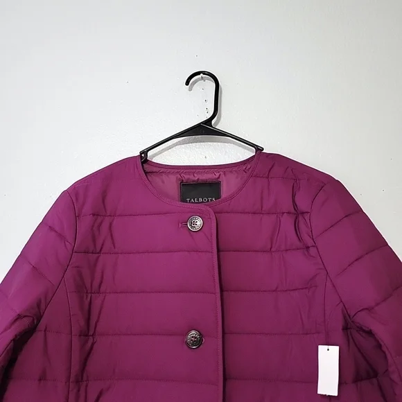 Talbots Quilted Collardless Jacket Size Large New - Picture 11 of 13